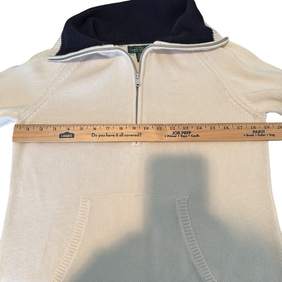 Ralph Lauren navy and cream large three quarter zip cotton sweater. - Picture 10 of 15